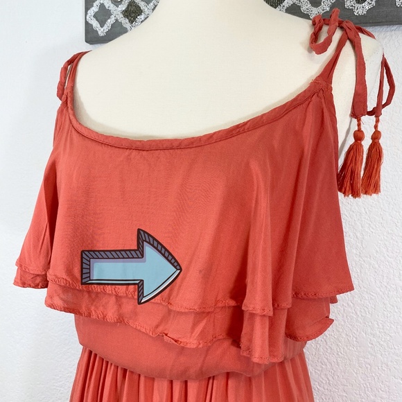Torrid Dress Ruffle Tie Shoulder Salmon Rust, 3X - Picture 3 of 8